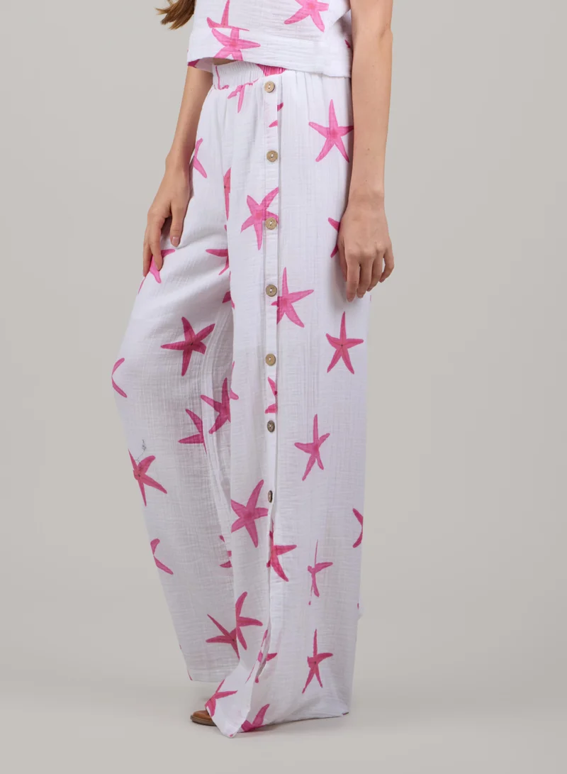 Just Nature White Side Slit Flared Trousers for Women | Best Price UAE